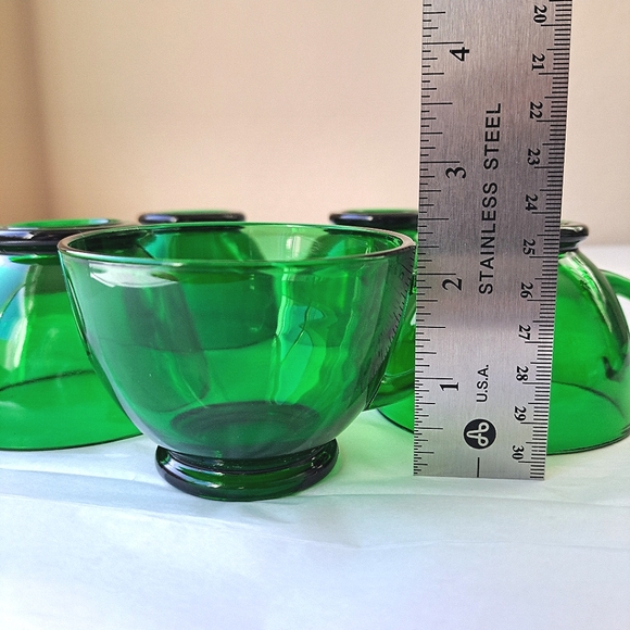 5 Vintage 50s 60s MCM Anchor Hocking Forest Emerald Green Glass Punch Cups *firm - Picture 12 of 14